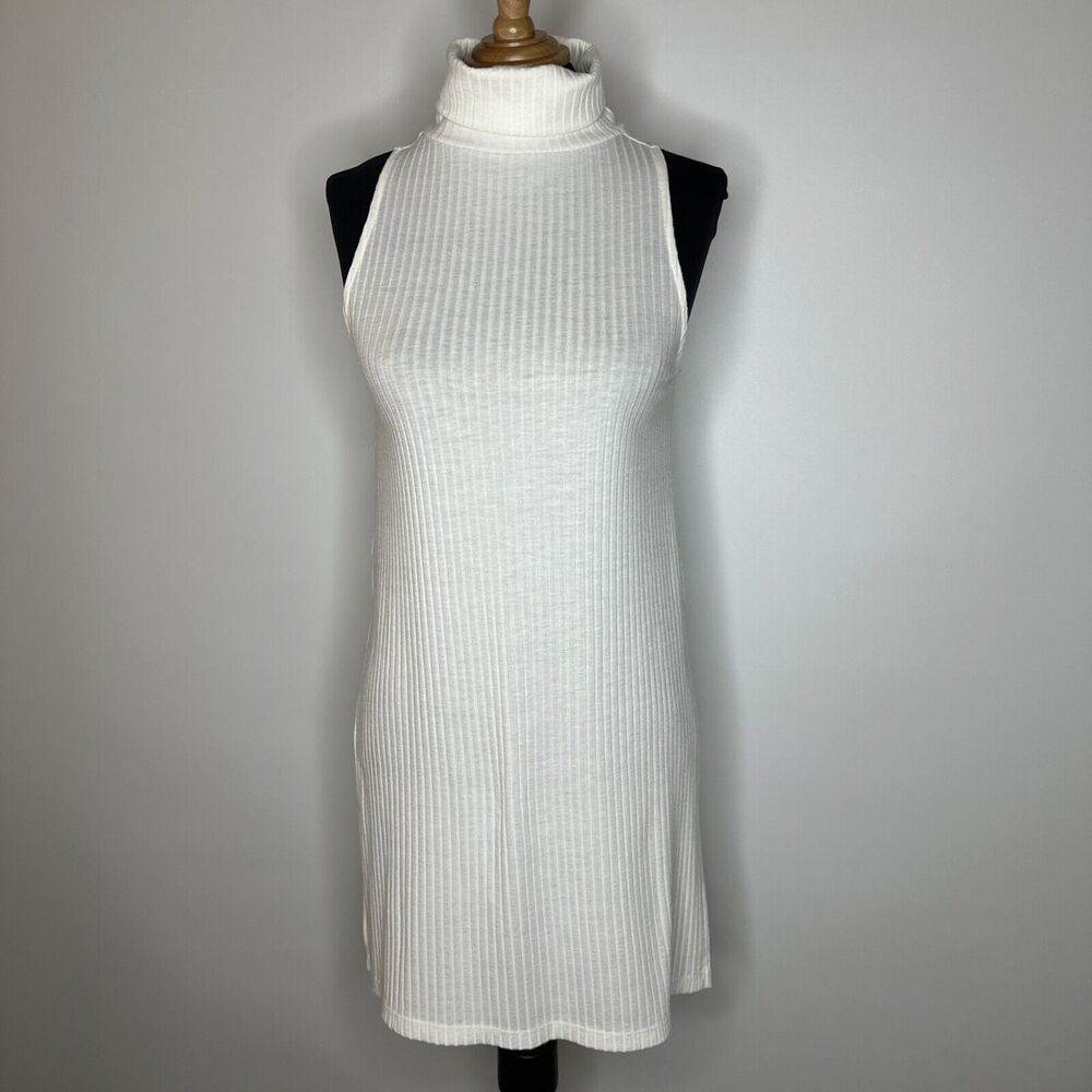 Nordstrom BP White Turtleneck Mini Dress S Small Ribbed Bodycon Clean Girl